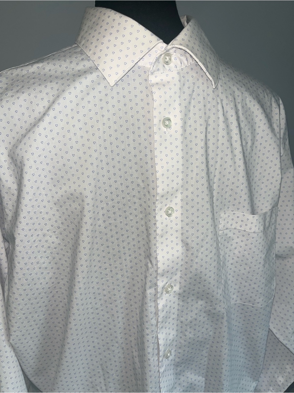 Calvin Klein White Dress Shirt with Subtle Dot Pattern